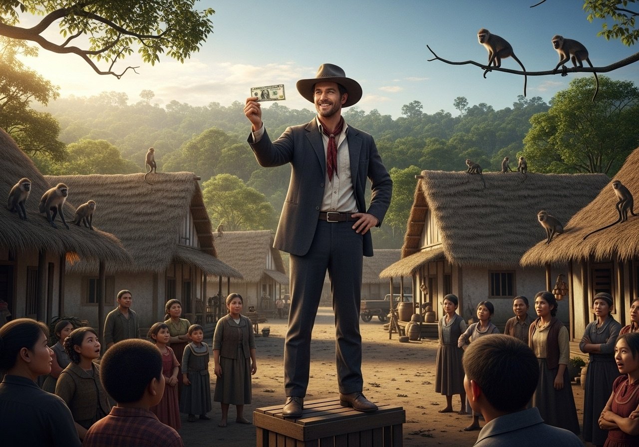 Once upon a time in a village, a man appeared ...and announced to the villagers that he would buy monkeys for $10 each... The villagers, seeing that there were many monkeys around, went out to the forest content image