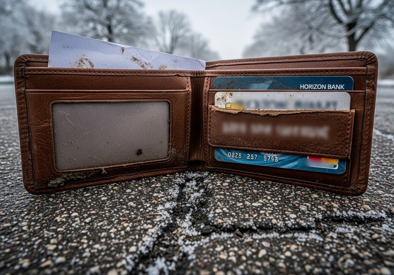 As I walked home one freezing day, I stumbled on a wallet someone had lost in the street. I picked it up and looked inside to find some identification so I could call the owner. But the wallet content image